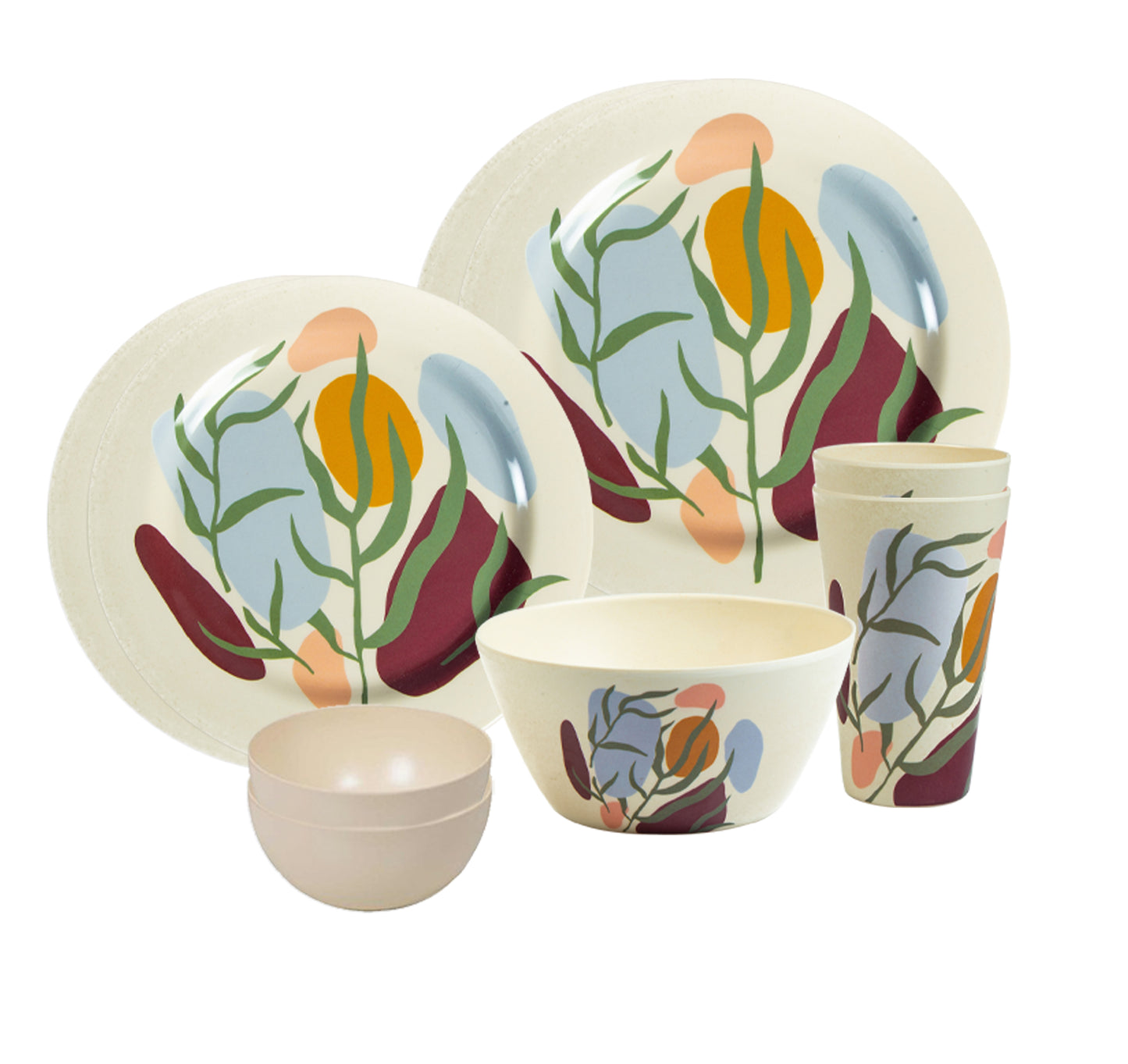 Truly Eco Bamboo Dinner Set | Dinnerware Combo Set (Floral Design) - Decor