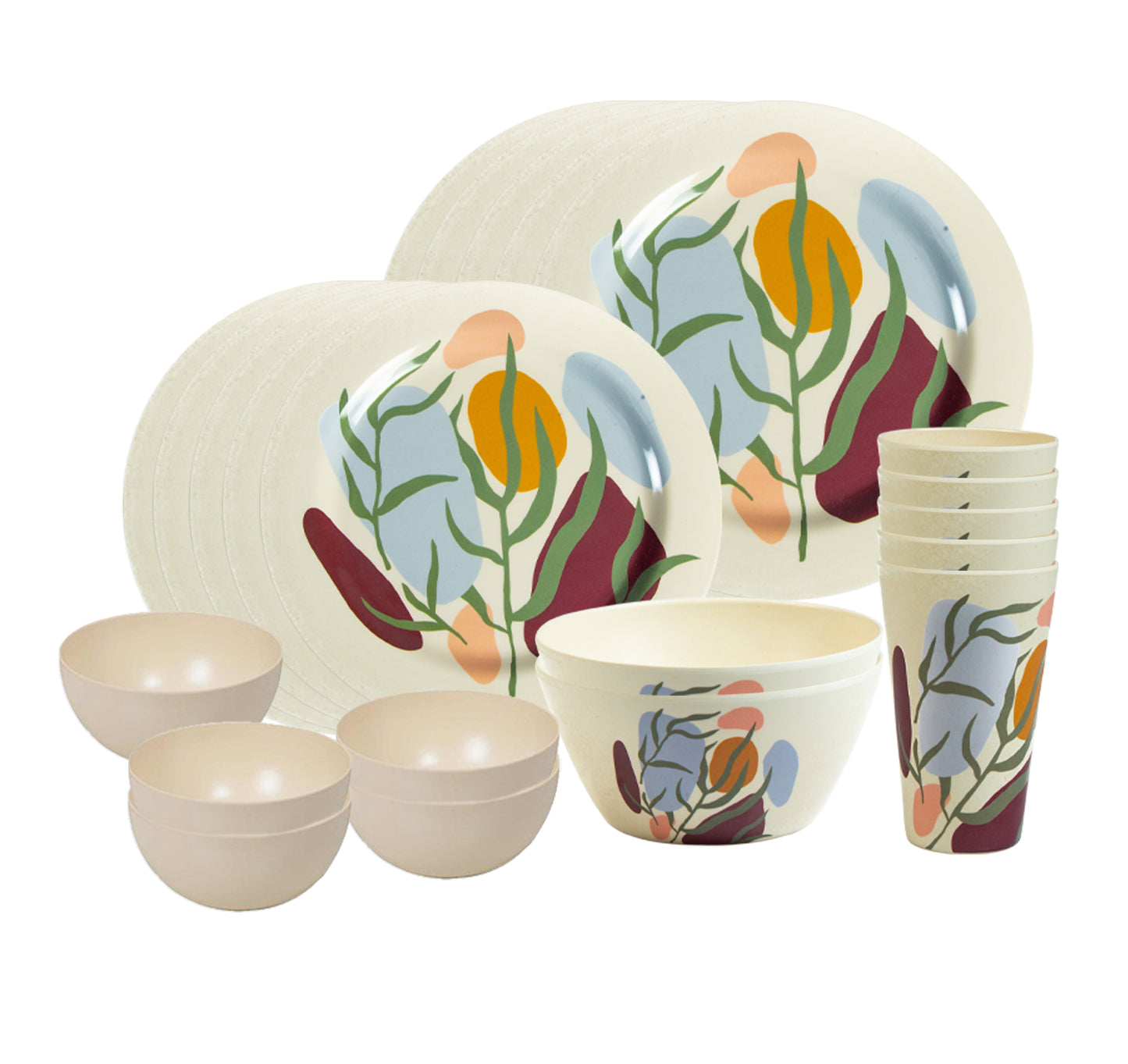 Truly Eco Bamboo Dinner Set | Dinnerware Combo Set (Floral Design) - Decor