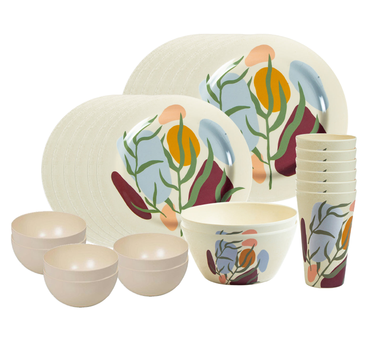 Truly Eco Bamboo Dinner Set | Dinnerware Combo Set (Floral Design) - Decor