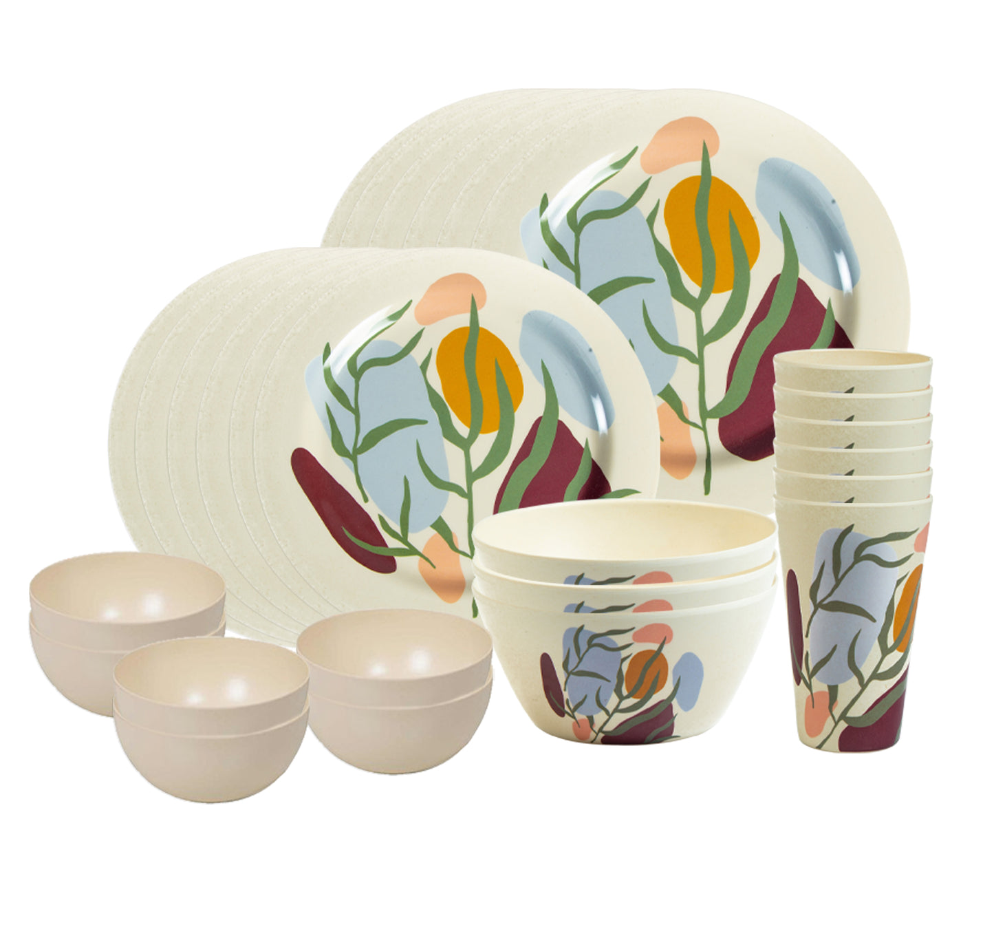 Truly Eco Bamboo Dinner Set | Dinnerware Combo Set (Floral Design) - Decor