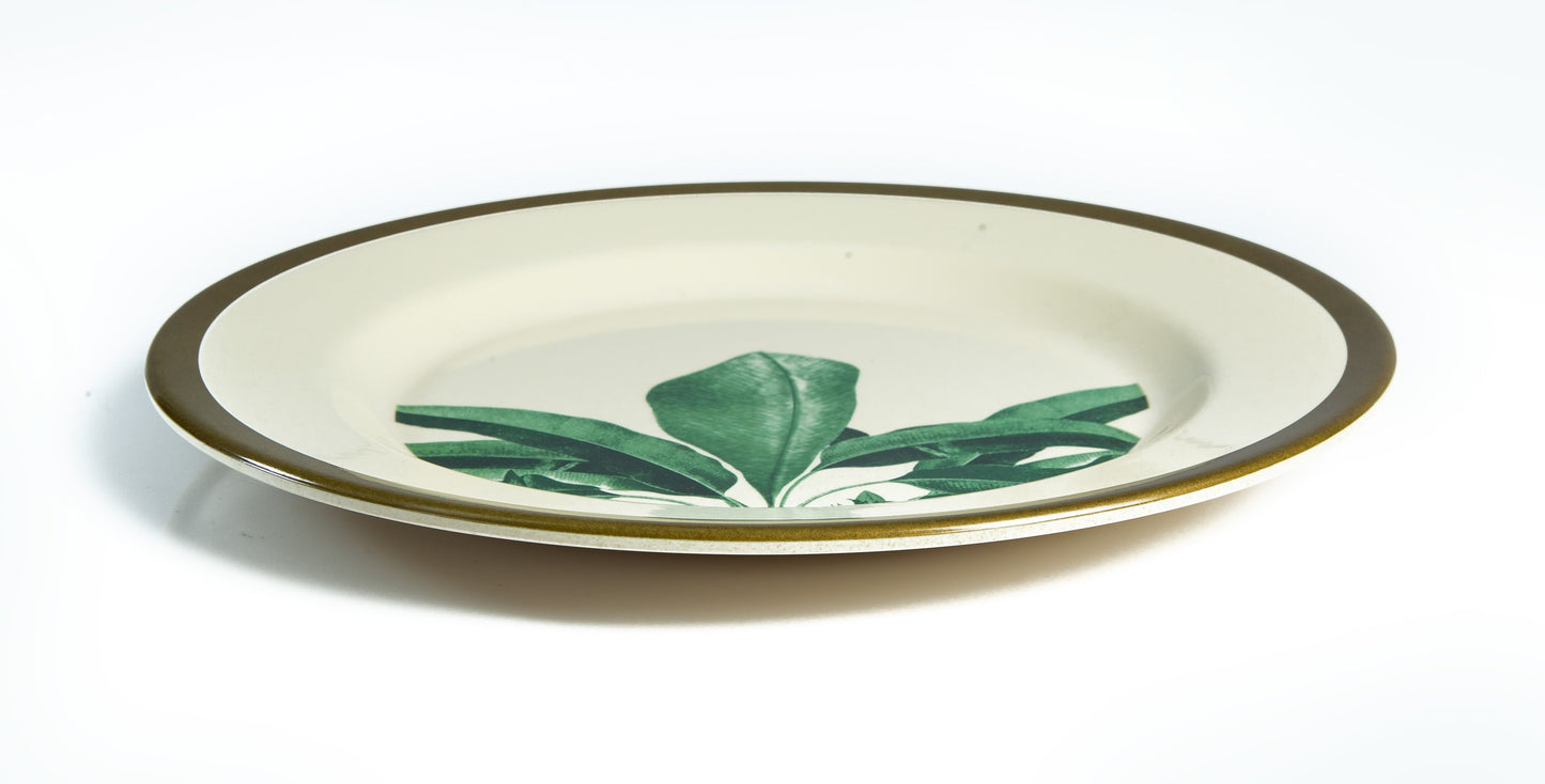 Truly Eco Bamboo Dinner Plates / Plate Sets (Large Plates - 11') - Green Leaf Design - Decor