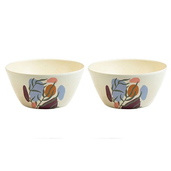 Truly Eco Bamboo Bowl Set (Large Bowl 680ml) - Floral Design - Decor