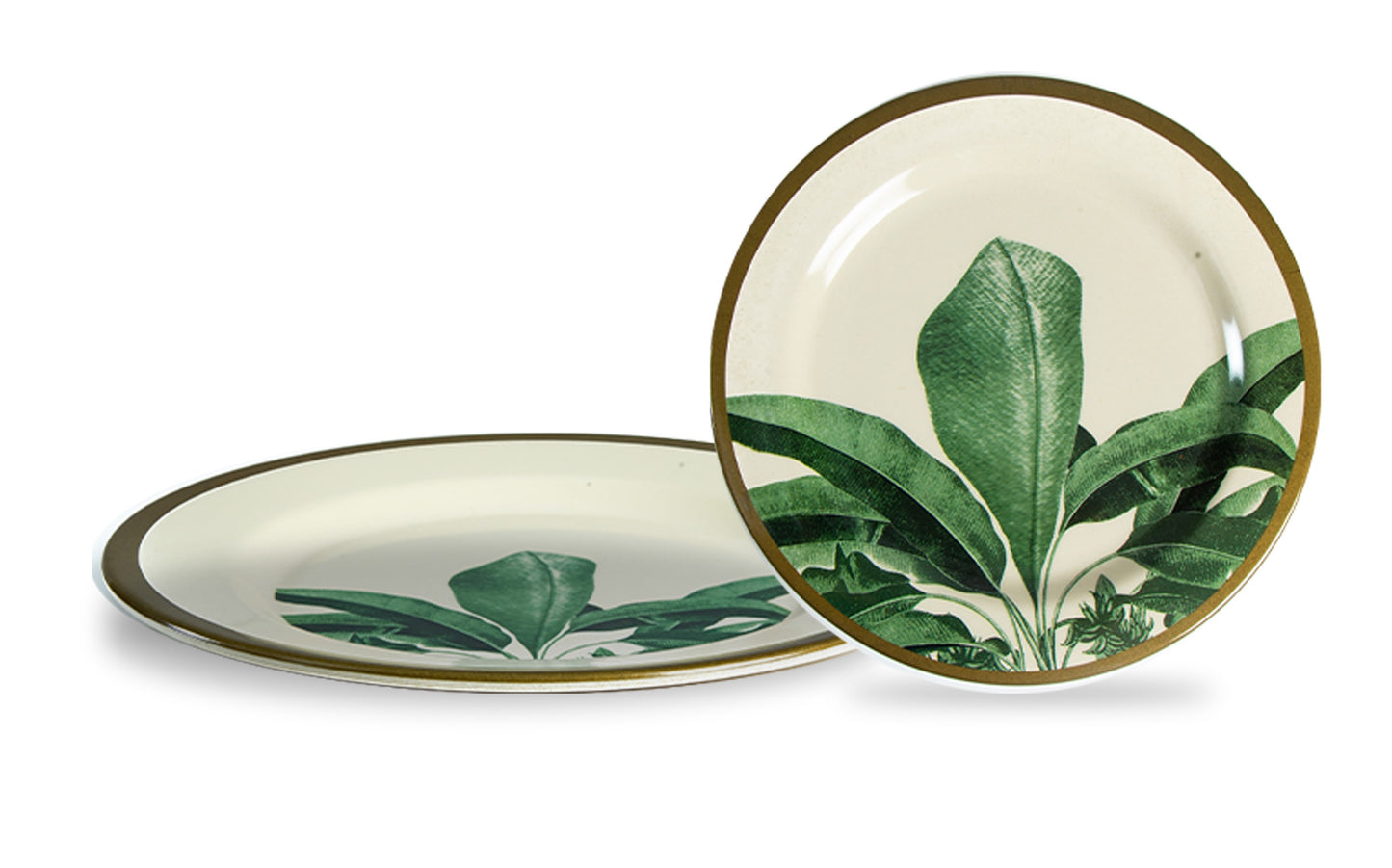 Truly Eco Bamboo Dinner Plates / Plate Sets (Large Plates - 11') - Green Leaf Design - Decor