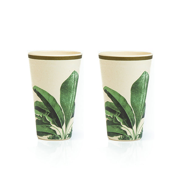 Truly Eco Bamboo Tumbler Glass / Glass Sets | 400ml - Green Leaf Design - Decor