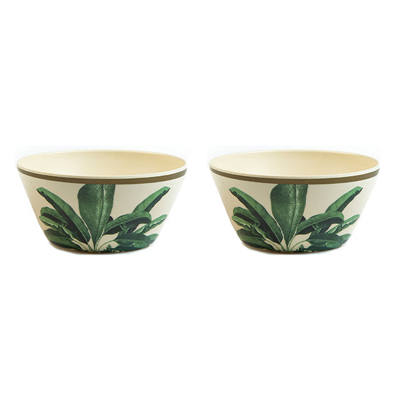 Truly Eco Bamboo Bowl Set (Large Bowl 680ml) - Green Leaf Design - Decor