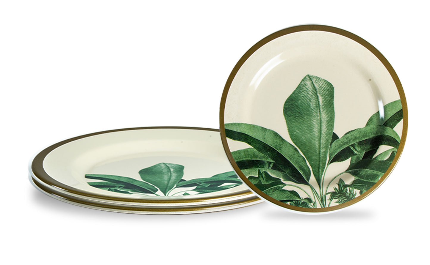 Truly Eco Bamboo Dinner Plates / Plate Sets (Large Plates - 11') - Green Leaf Design - Decor