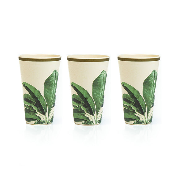 Truly Eco Bamboo Tumbler Glass / Glass Sets | 400ml - Green Leaf Design - Decor