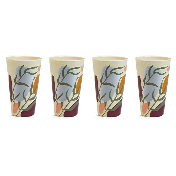 Truly Eco Bamboo Tumbler Glass / Glass Sets | 400ml - Floral Design - Decor
