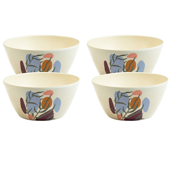 Truly Eco Bamboo Bowl Set (Large Bowl 680ml) - Floral Design - Decor