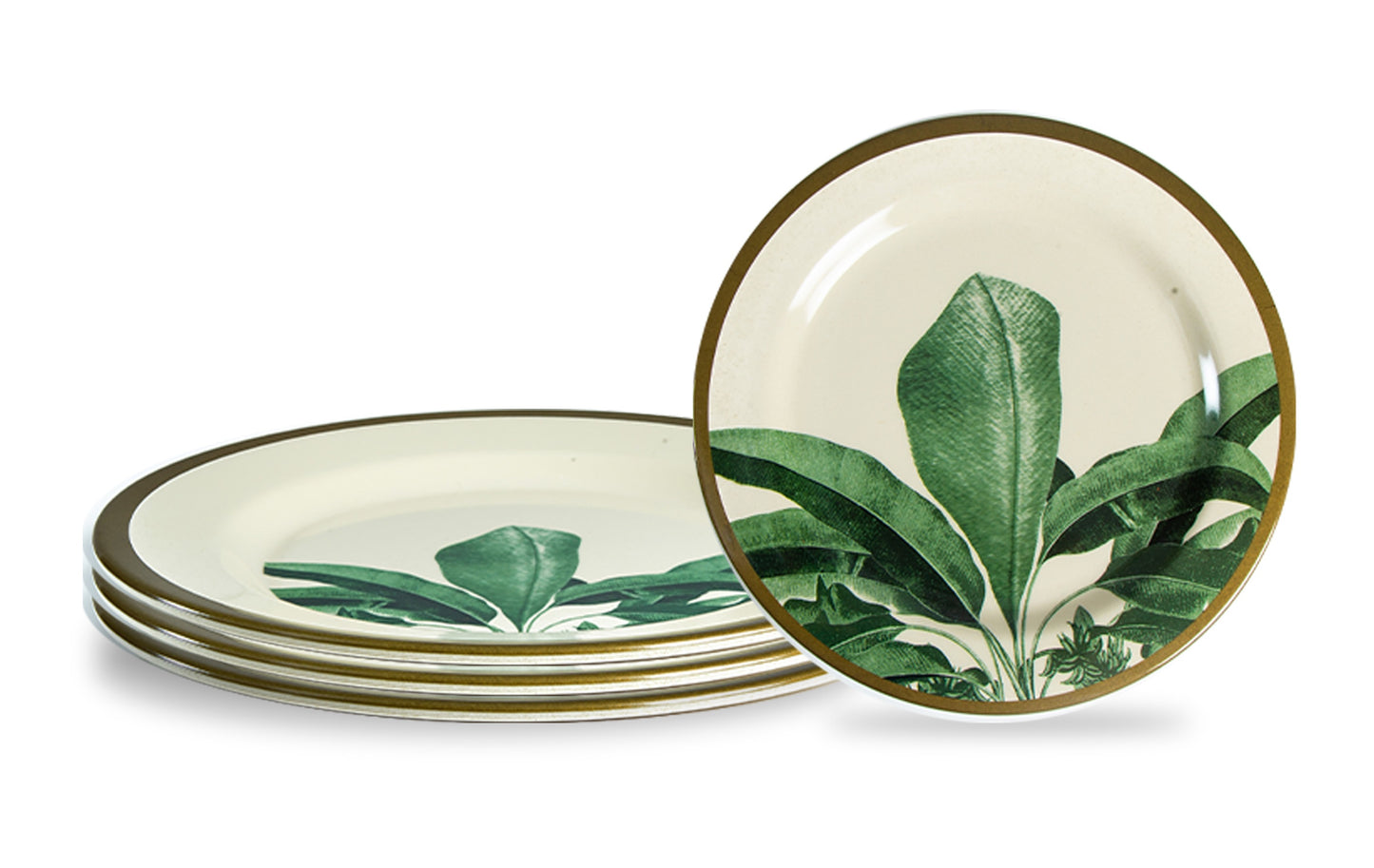 Truly Eco Bamboo Dinner Plates / Plate Sets (Large Plates - 11') - Green Leaf Design - Decor