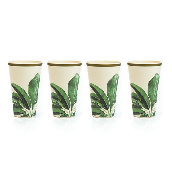 Truly Eco Bamboo Tumbler Glass / Glass Sets | 400ml - Green Leaf Design - Decor