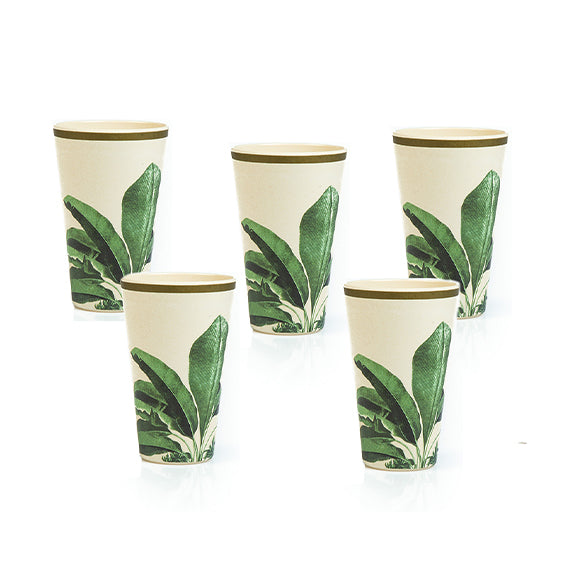 Truly Eco Bamboo Tumbler Glass / Glass Sets | 400ml - Green Leaf Design - Decor