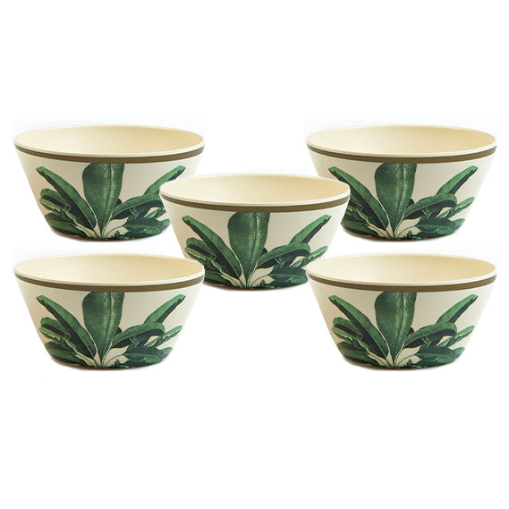 Truly Eco Bamboo Bowl Set (Large Bowl 680ml) - Green Leaf Design - Decor