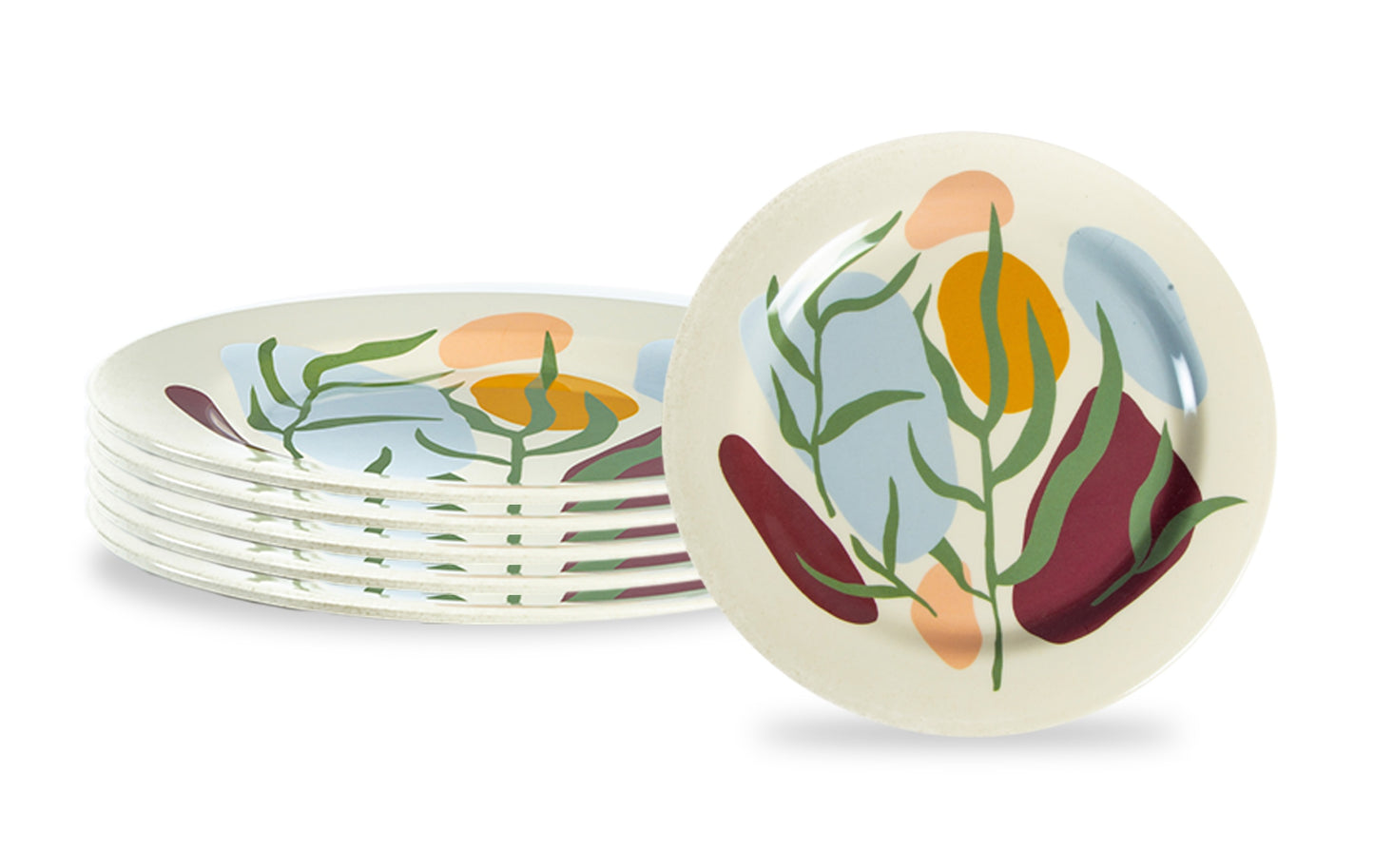 Truly Eco Bamboo Dinner Plates / Plate Sets (Small Plates - 9') - Floral Design - Decor