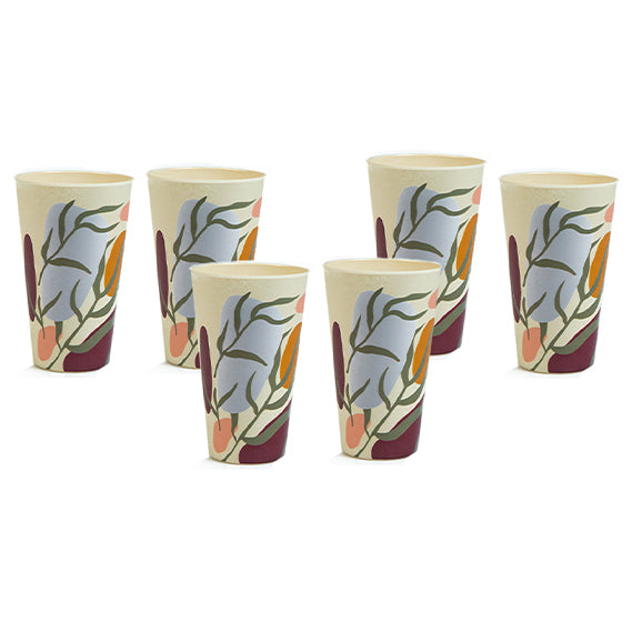 Truly Eco Bamboo Tumbler Glass / Glass Sets | 400ml - Floral Design - Decor