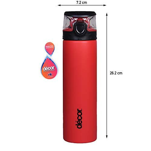 Décor Stainless Steel One Touch Water Bottles Combo, 780ml(Black & Red) - Decor