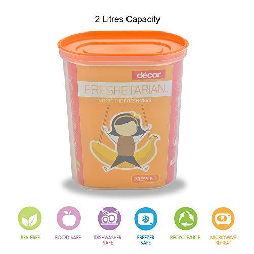 Decor Freshetarian Press Fit Oblong Airtight Storage Container Set for Kitchen 2000Mls (3 Pcs) - Decor