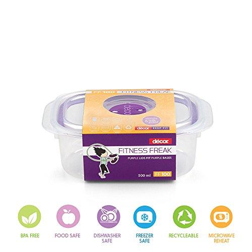 Décor Fitness Freak- FF100 Rectangular shaped,BPA Free,Multipurpose and Air tight Food Storage Plastic Container- 500 ml - Decor