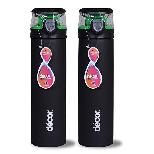 Décor Stainless Steel One Touch Water Bottles Combo, 780ml(Black & Black) - Decor