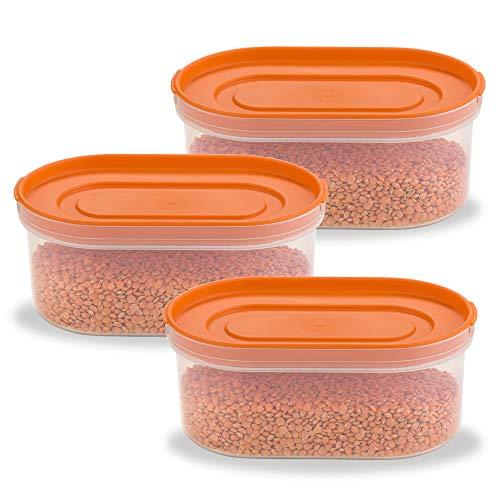 Décor Freshetarian Press Fit Oblong Airtight Transparent Storage Containers for Kitchen (625 ml) -3 Pieces - Decor