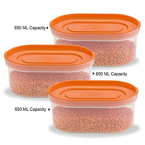 Décor Freshetarian Press Fit Oblong Airtight Transparent Storage Containers for Kitchen (625 ml) -3 Pieces - Decor