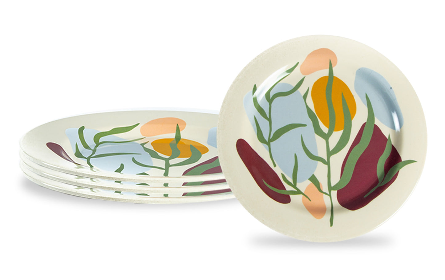 Truly Eco Bamboo Dinner Plates / Plate Sets (Large Plates - 11') - Floral Design - Decor
