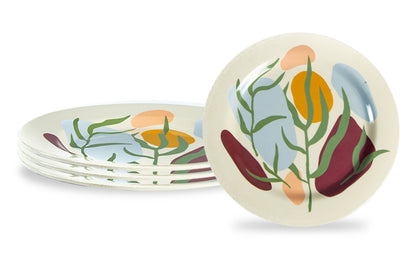 Truly Eco Bamboo Dinner Plates / Plate Sets (Large Plates - 11') - Floral Design - Decor