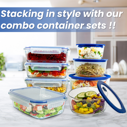 Truly Eco Premium Air-Tight Round Borosilicate Glass Containers with Glass Lid - Decor