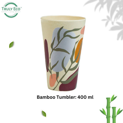 Truly Eco Bamboo Tumbler Glass / Glass Sets | 400ml - Floral Design - Decor