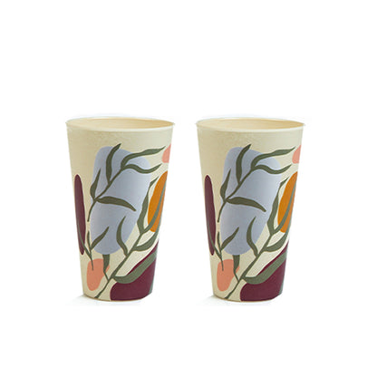 Truly Eco Bamboo Tumbler Glass / Glass Sets | 400ml - Floral Design - Decor