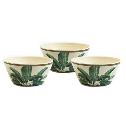 Truly Eco Bamboo Bowl Set (Large Bowl 680ml) - Green Leaf Design - Decor