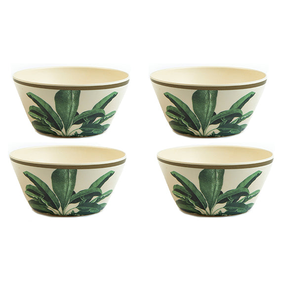 Truly Eco Bamboo Bowl Set (Large Bowl 680ml) - Green Leaf Design - Decor