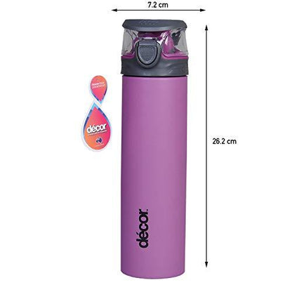 Décor Stainless Steel One Touch Water Bottles Combo (780ml)(Black, Purple) - Decor
