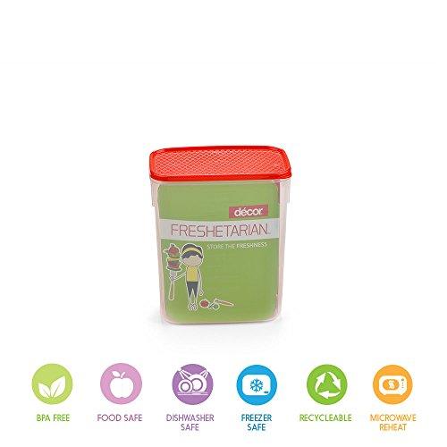 Décor Freshetarain- Tall Square Shaped,BPA Free and Air Tight Container Oblong 3L Red
