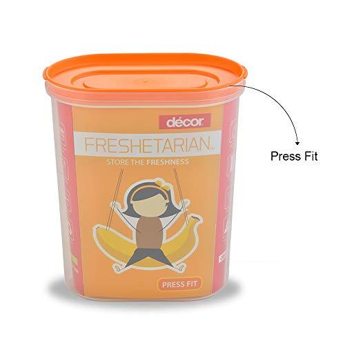 Decor Freshetarian Press Fit Oblong Airtight Storage Container Set for Kitchen 2000Mls (3 Pcs) - Decor