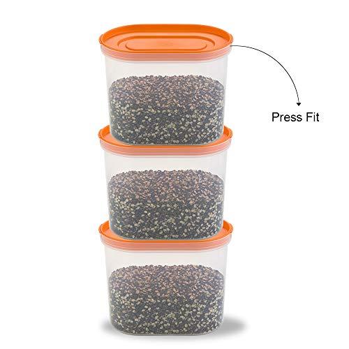 Décor Freshetarian Press Fit Oblong Airtight and Transparent Storage Containers for Kitchen 1300Mls (3 Pieces)