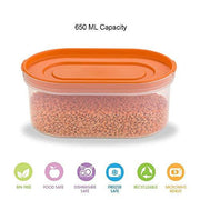 Décor Freshetarian Press Fit Oblong Airtight Transparent Storage Containers for Kitchen (625 ml) -3 Pieces