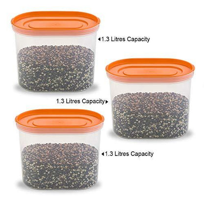 Décor Freshetarian Press Fit Oblong Airtight and Transparent Storage Containers for Kitchen 1300Mls (3 Pieces) - Decor