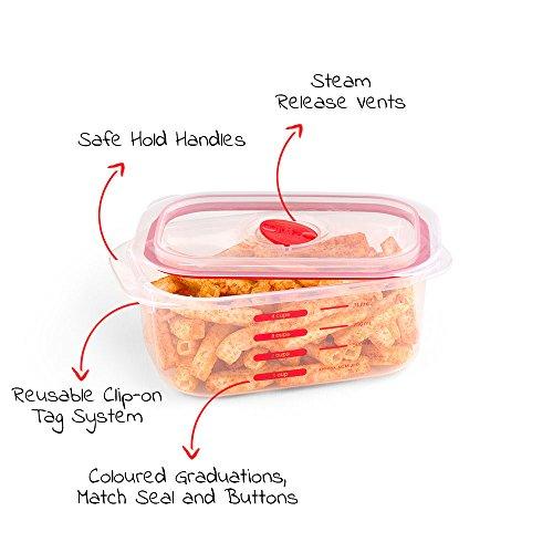 Décor BPA Free Rectangular Stackable Kitchen Airtight Storage Container With Microwave Safe Airvent Lids, Dishwasher Safe, Freezer Safe , 1 Litre, Red