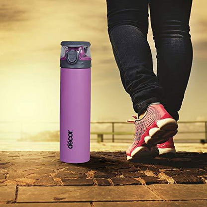 Décor Stainless Steel One Touch Water Bottles Combo (780ml)(Black, Purple) - Decor