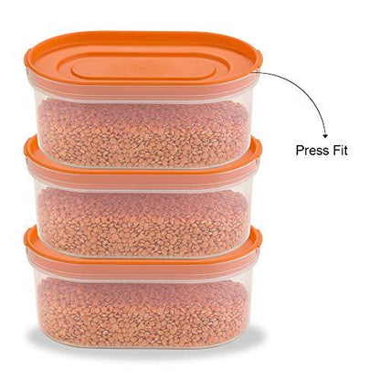 Décor Freshetarian Press Fit Oblong Airtight Transparent Storage Containers for Kitchen (625 ml) -3 Pieces - Decor