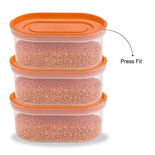 Décor Freshetarian Press Fit Oblong Airtight Transparent Storage Containers for Kitchen (625 ml) -3 Pieces