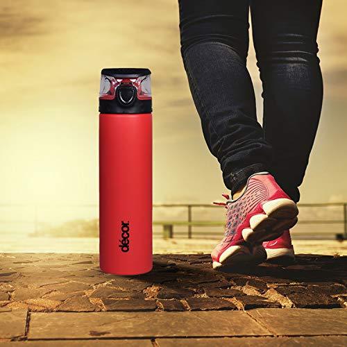 Décor Stainless Steel One Touch Water Bottles Combo, 780ml(Black & Red)