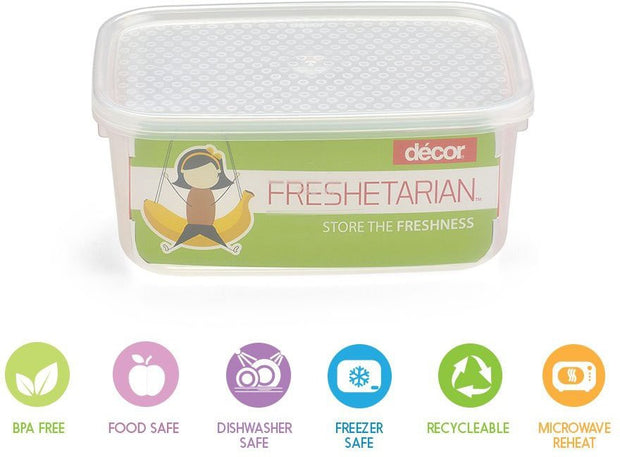 Décor Air Tight Food Storage Container Oblong 1L - 1 L Plastic Egg Container  (Clear)