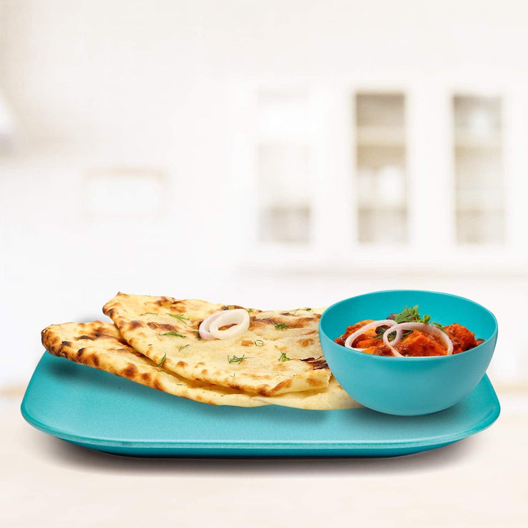 Eco Friendly Bamboo Kids Dinner Set ( 4 Large Plates, 4 Small Plates & 4 Katoris) - 12 Pcs - Decor