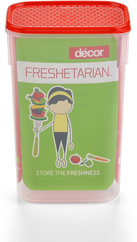 FRESHETARIAN 1.75 L Plastic Grocery Container - 1.75 L Plastic Grocery Container (Red) - Decor